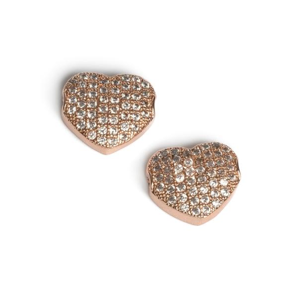 Sz�v gy�ngy lapos r�zsaarany feh�r cirkonnal