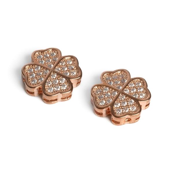 N�gylevel� l�here gy�ngy lapos r�zsaarany feh�r cirkonnal