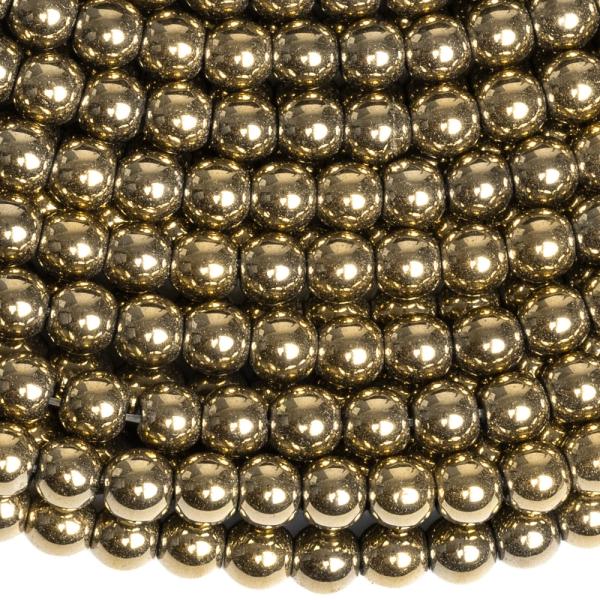 Hematit gy�ngy�k 4 mm halv�nyarany zsin�r