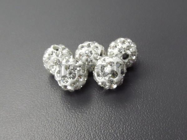 Shamballa gyöngy 8 mm átlátszó kristály