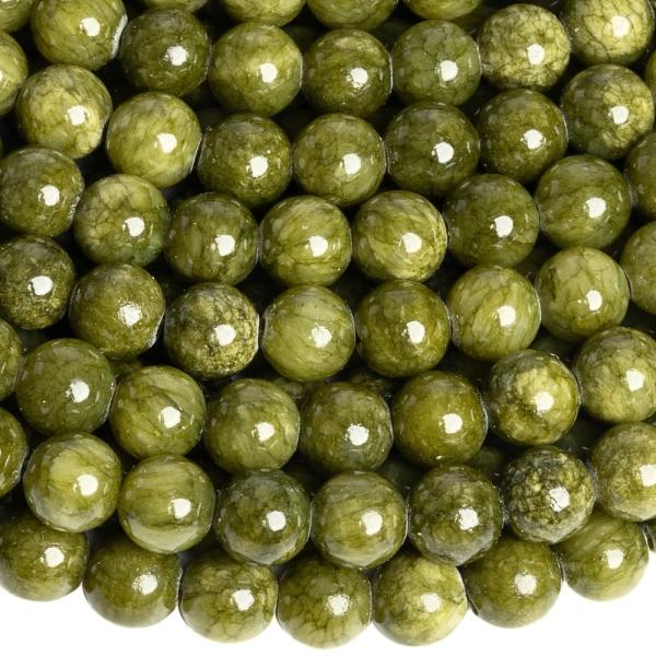 Jadeit gy�ngy�k 8 mm ol�va zsin�r