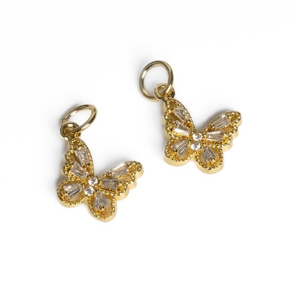 Pillang� med�l arany feh�r cirkonnal