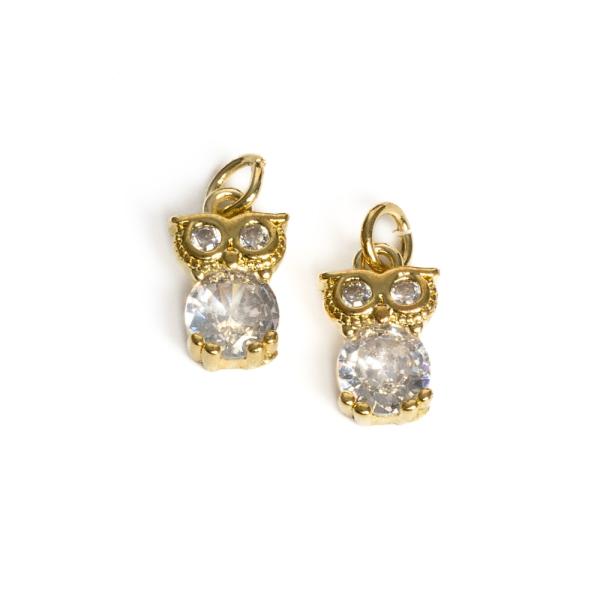 Baglyocska med�l arany feh�r cirkonnal