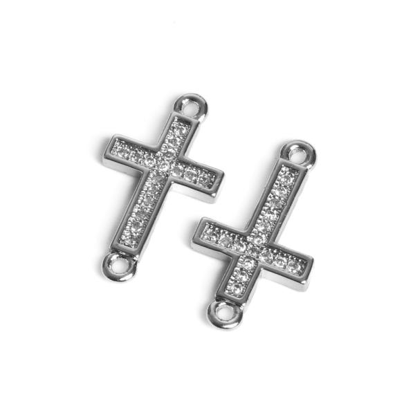 Kereszt k�ztes kisebb ez�st feh�r cirkonnal
