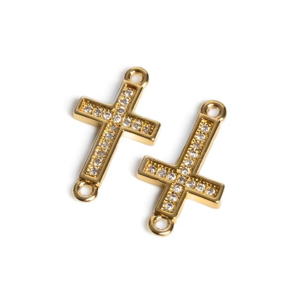 Kereszt k�ztes kisebb arany feh�r cirkonnal