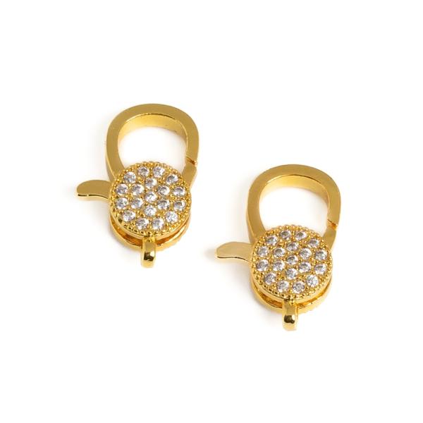 Delfinkapocs 20x13 mm arany feh�r cirkonnal