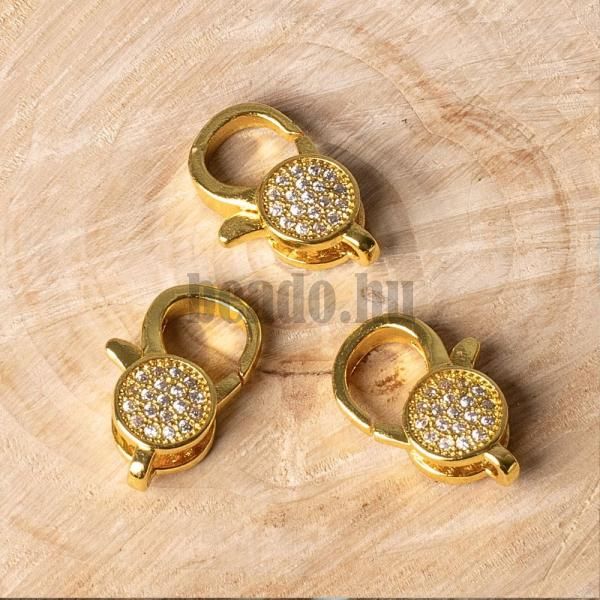 Delfinkapocs 16x10 mm arany fehr cirkonnal