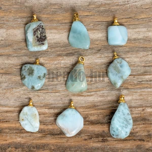 Larimar nyers mini medl arany szn szemmel rozsdamentes aclbl