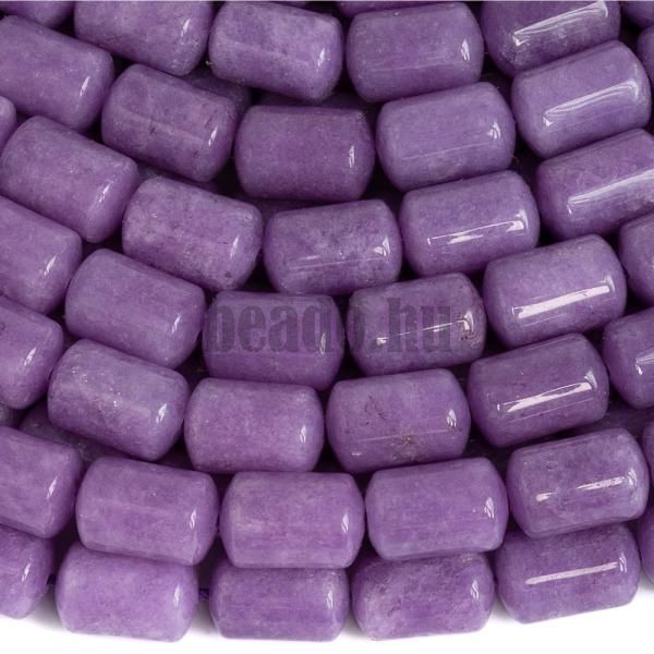 Jadeit gyngyk 8x12 mm hengerek lila szn zsinr