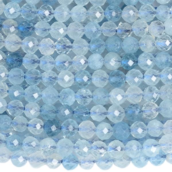 Akvamarin gy�ngy�k 3 mm csiszolt zsin�r