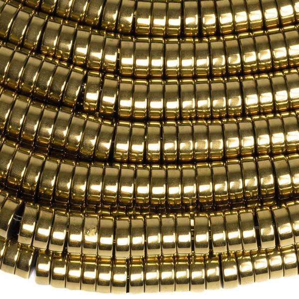 Hematit gy�ngy�k heishi 6 mm halv�nyarany zsin�r