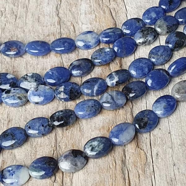 Szodalit gyngyk 6x8 mm ovl flhossz zsinr