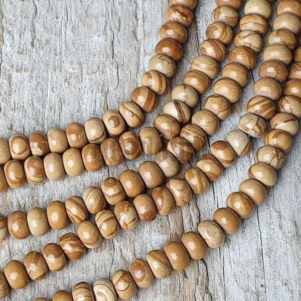 Woodgrain jspis gyngyk 4x6 mm vastag rondell flhossz zsinr