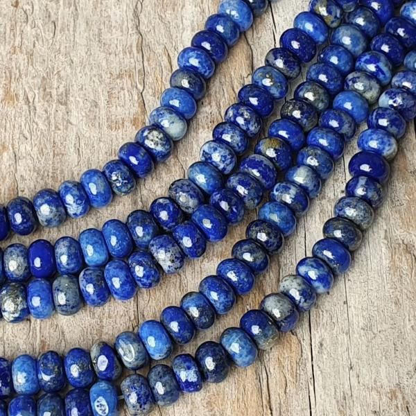 Lapis lazuli gyngyk 4x6 mm vastag rondell flhossz zsinr