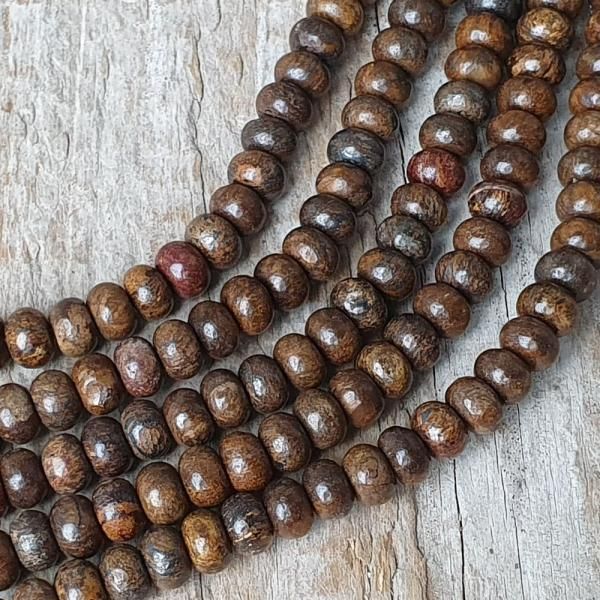 Bronzit gyngyk 4x6 mm vastag rondell flhossz zsinr