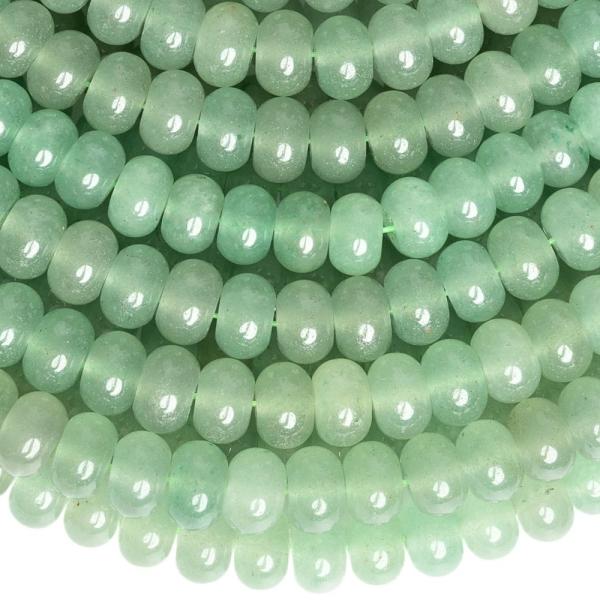 Avantur�n z�ld gy�ngy�k 5x8 mm vastag rondell�k f�lhosz� zsin�r