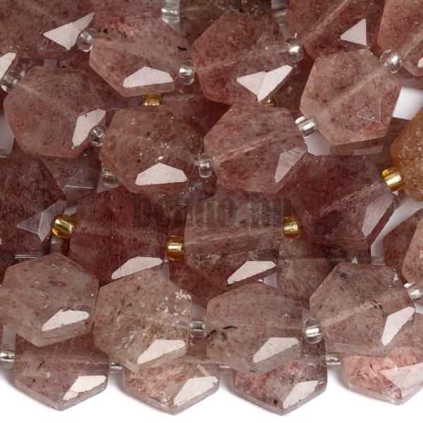 Eperkvarc gyngyk 12 mm hatszgek csiszolt flhossz zsinr