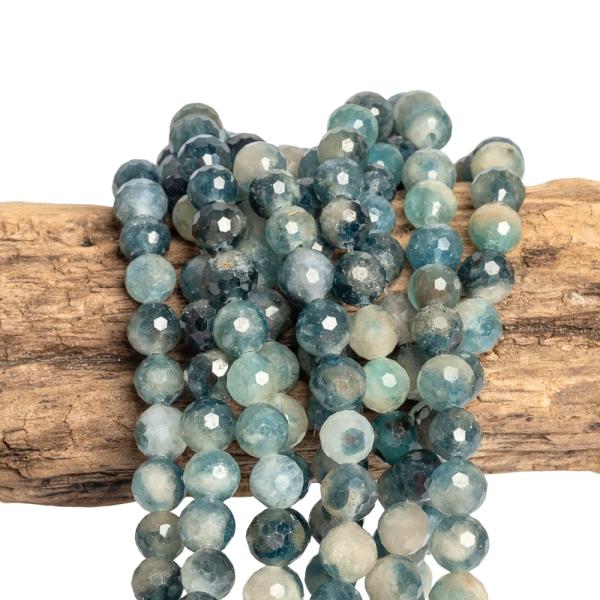 K�k turmalin gy�ngy�k 6 mm csiszolt f�lhossz� zsin�r