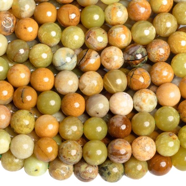 Op�l z�ld gy�ngy�k 6 mm f�lhossz� zsin�r