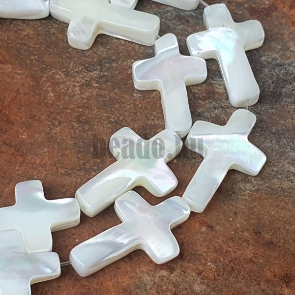 Gyngyhz gyngyk 15x20 mm kereszt fehr flhossz zsinr