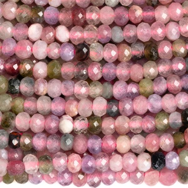 Turmalin kevert sz�nek gy�ngy�k 2x1 mm f�nk csiszolt zsin�r