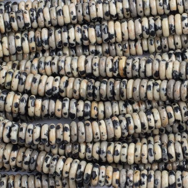 Dalmata jspis gyngyk 6x2 mm keskeny fnk flhossz zsinr