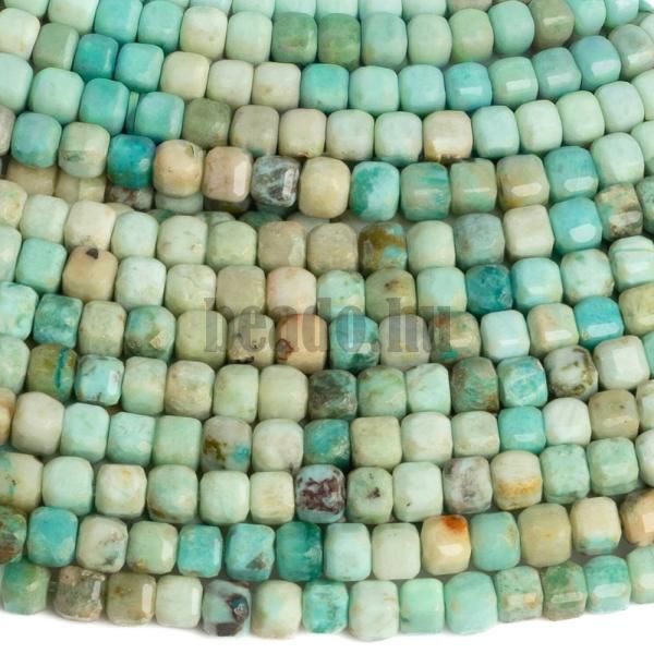 Trkiz Peru gyngyk 2,5 mm kockk csiszolt flhossz zsinr