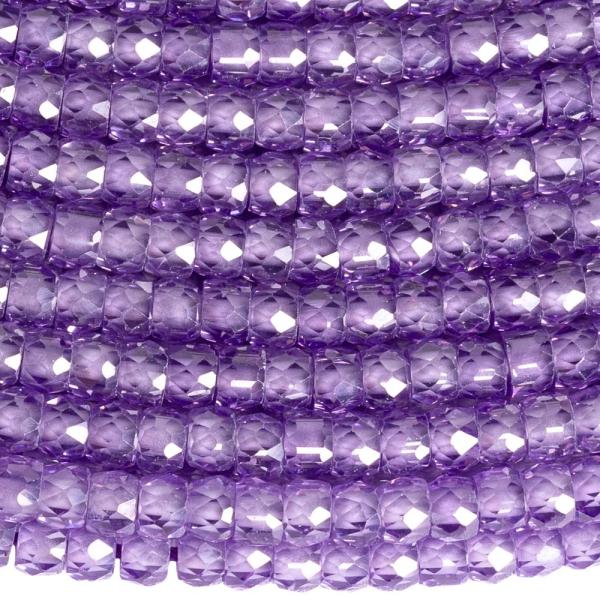 Kubikus cirkon gy�ngy�k 3x2 mm halv�nylila f�nk csiszolt zsin�r