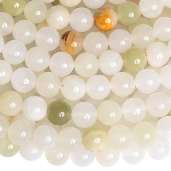 Jadeit barna-s�rga gy�ngy�k 8 mm zsin�r