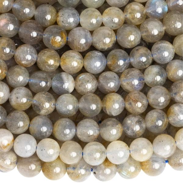 Sz�rk�sbarna labradorit gy�ngy�k 6 mm zsin�r