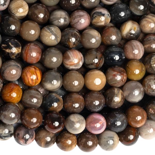 Megk�vesedett fa gy�ngy�k 8 mm zsin�r