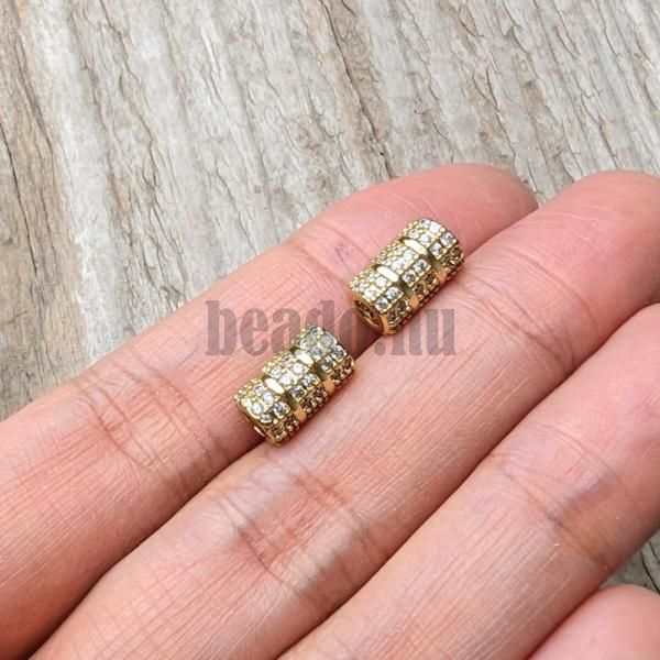 Henger kzdarab 5x10 mm arany fehr cirkonnal