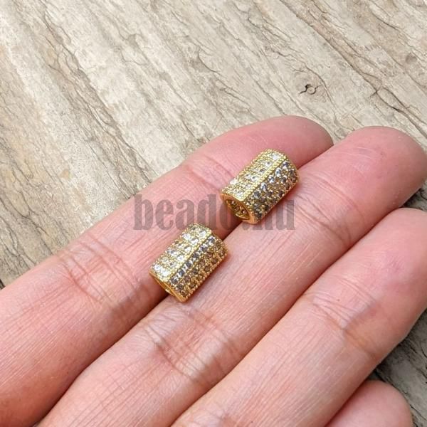 Blokk kzdarab 6x10 mm arany fehr cirkonnal