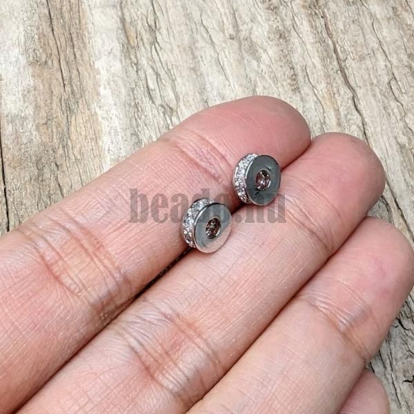 Fnk gyngy 7x3 mm ezst fehr cirkonnal