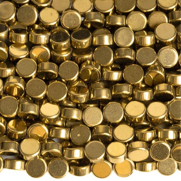 Hematit gy�ngy�k 4x2 mm halv�nyarany p�nz�rme zsin�r