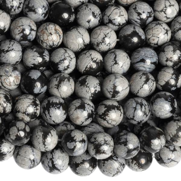 Obszidi�n h�pehely gy�ngy�k 8 mm zsin�r