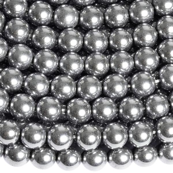 Hematit gy�ngy�k 8 mm ez�st zsin�r