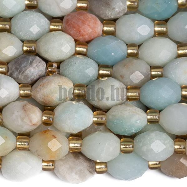 Amazonit oliva gyngyk 6x8 mm flhossz zsinr