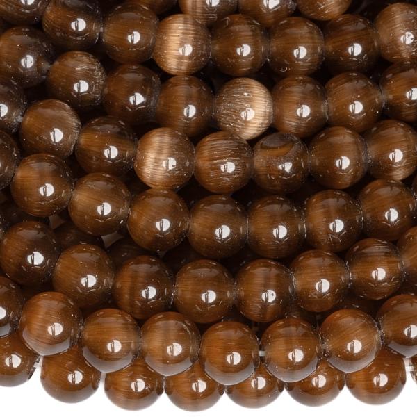 Macskaszem gy�ngy�k 8 mm halv�nybarna zsin�r