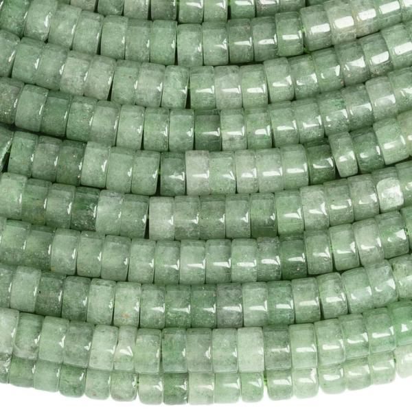 Avanturin z�ld gy�ngy�k 4x2 mm heishi k�ztes gy�ngy�k f�lzsin�r