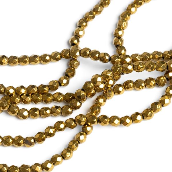 Hematit gy�ngy�k 4 mm arany csiszolt zsin�r