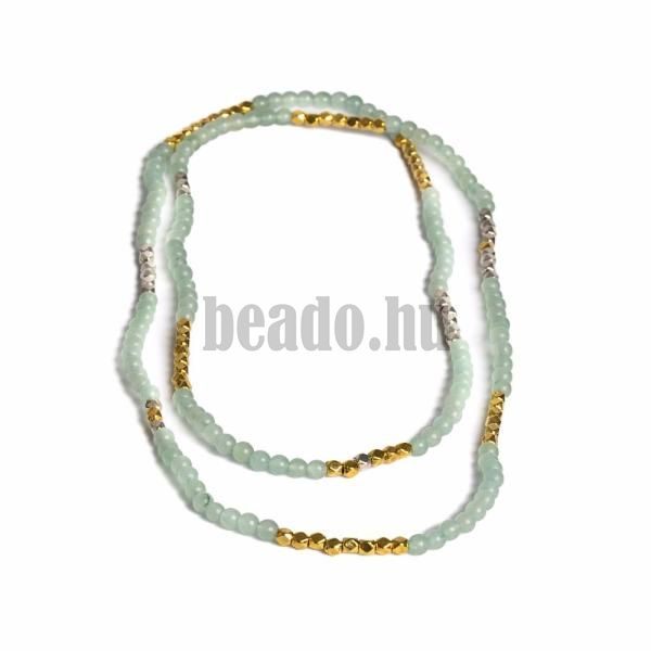Nyaklnc zld aventurinbl + hematit 4mm