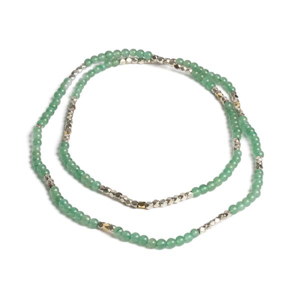 Nyakl�nc z�ld aventurinb�l + hematit 4mm
