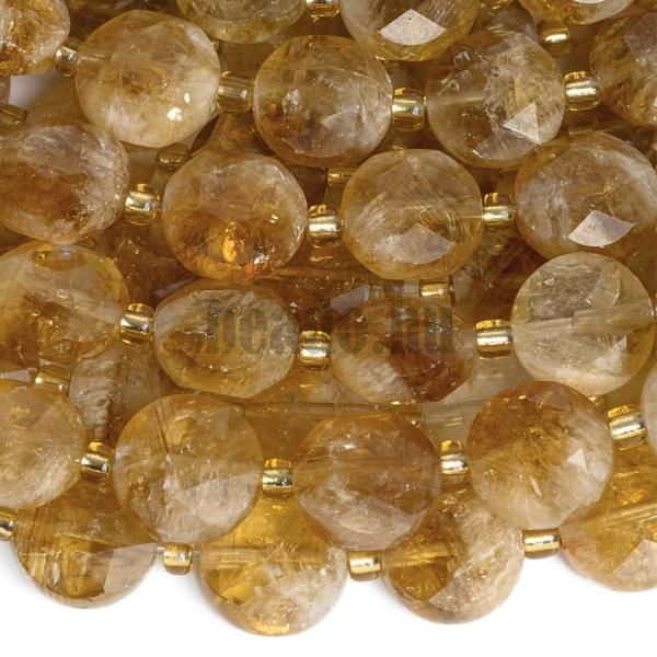 Citrin gyngyk 10 mm lemez csiszolt flhossz zsinr