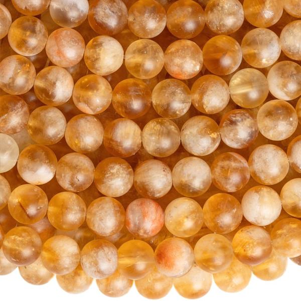 Citrin gy�ngy�k 6,5 mm matt f�lhossz� zsin�r
