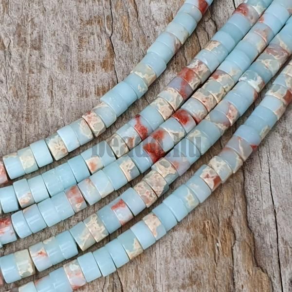 Jaspis aqua terra gyngyk 4x2 mm heishi flhossz zsinr