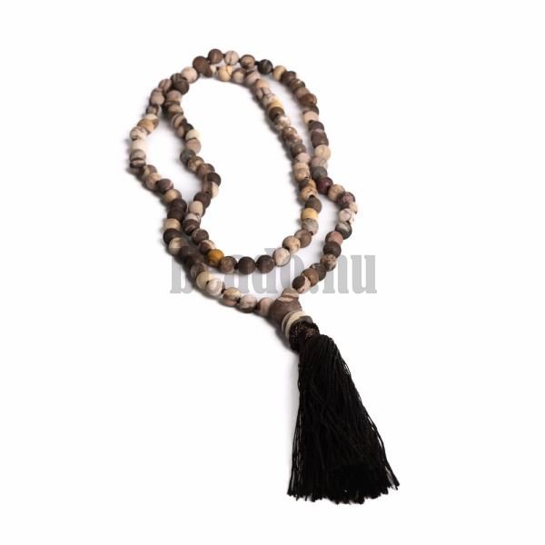 Japa Mala nyaklnc zebra jspis barna 6 mm matt