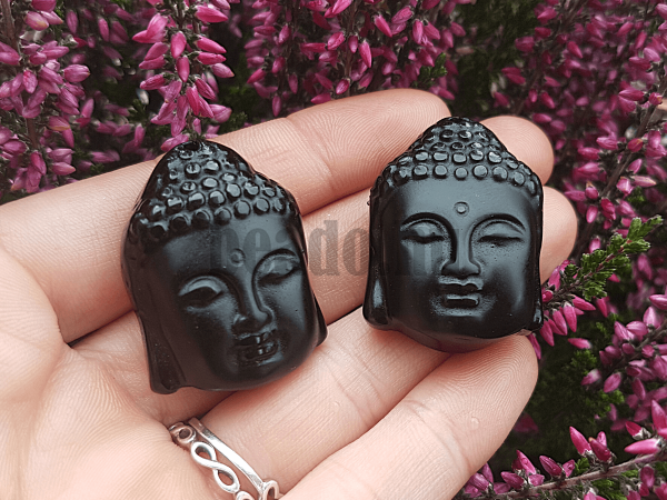 Obszidin fekete medl Buddha feje
