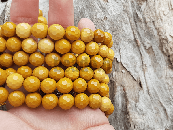 Mookait jáspis sárga gyöngyök 7,5 mm csiszolt zsinór 
