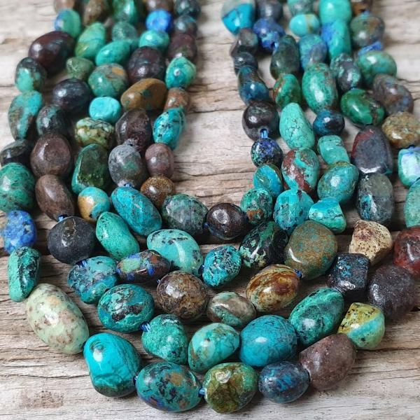Krizokolla + lapis lapis lazuli gyngyk nugget zsinr